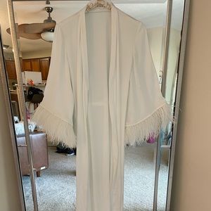Bridal robe with feathers